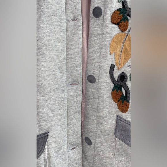 VTG 90’s Grey Cedars Quilted Coat Leather Nuts Leaves - Picture 11 of 16
